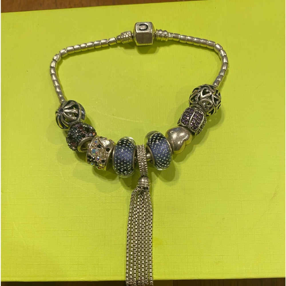 7.5” Chamilia Bracelet with Purple and Silver